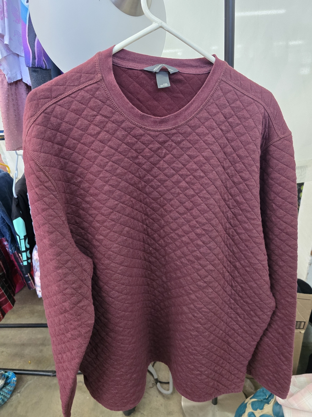 Eddie Bauer Quilted Crewneck Sweatshirt - Deep Burgundy